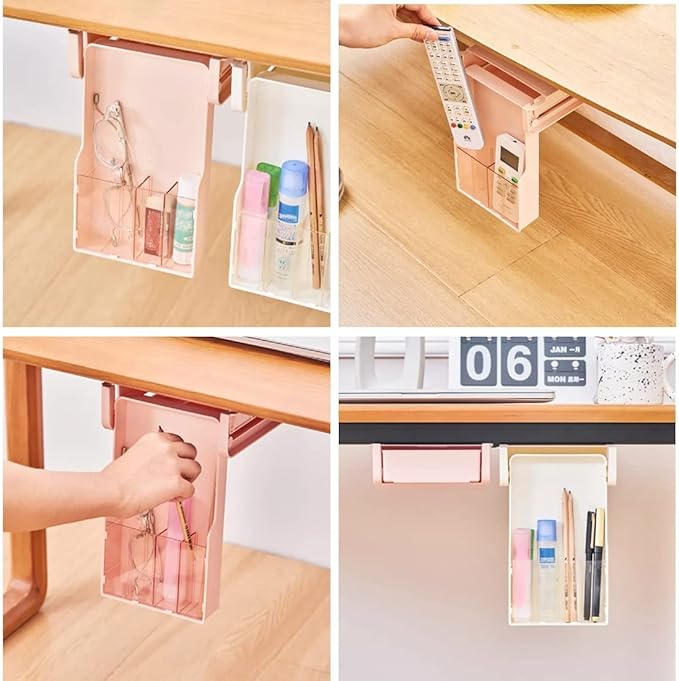 Sertar suplimentar pentru birou, Zola®, montare sub birou, 4 compartimente, plastic, 15.5x22.5x13 cm, roz Sertar suplimentar pentru birou, Zola®, montare sub birou, 4 compartimente, plastic, 15.5x22.5x13 cm, roz